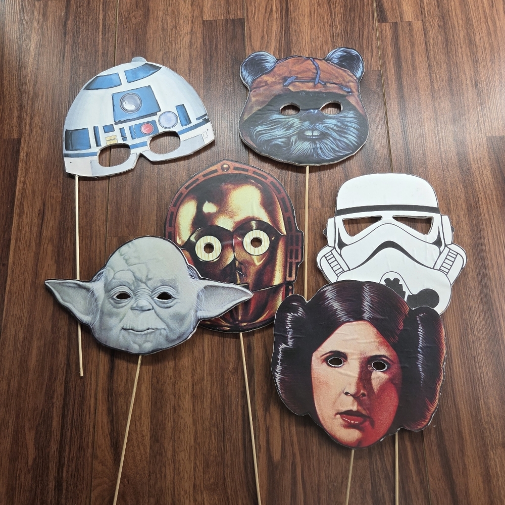 Star Wars Handmade Foam Photo Props Set of 6 Leia, Storm Trooper, Yoda, R2D2,